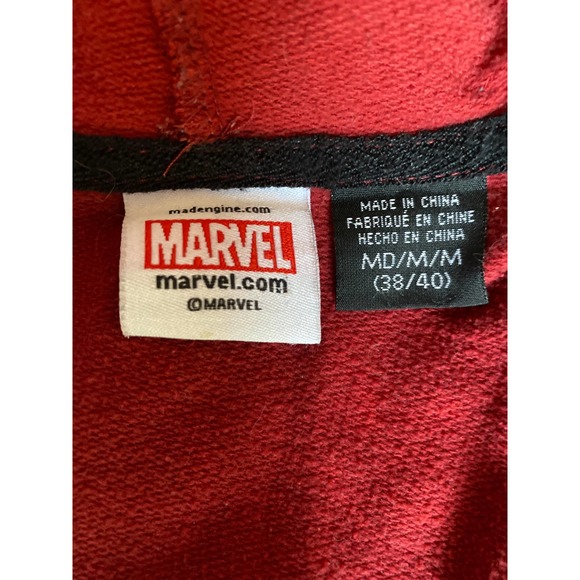 Marvel Deadpool unisex full zip hoodie sweatshirt size medium red DEADPOOL sleev - Picture 10 of 13